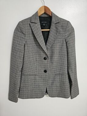 Judith & Charles Houndstooth Wool Blazer Gray & Black Size 0